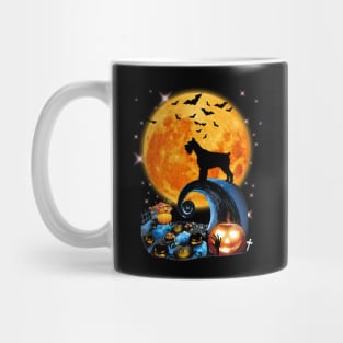 Giant Schnauzer Dog Moon Cliff Pumpkin Halloween Mug